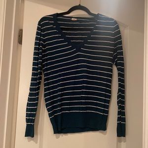 JCrew Teal Lightweight Striped Sweater